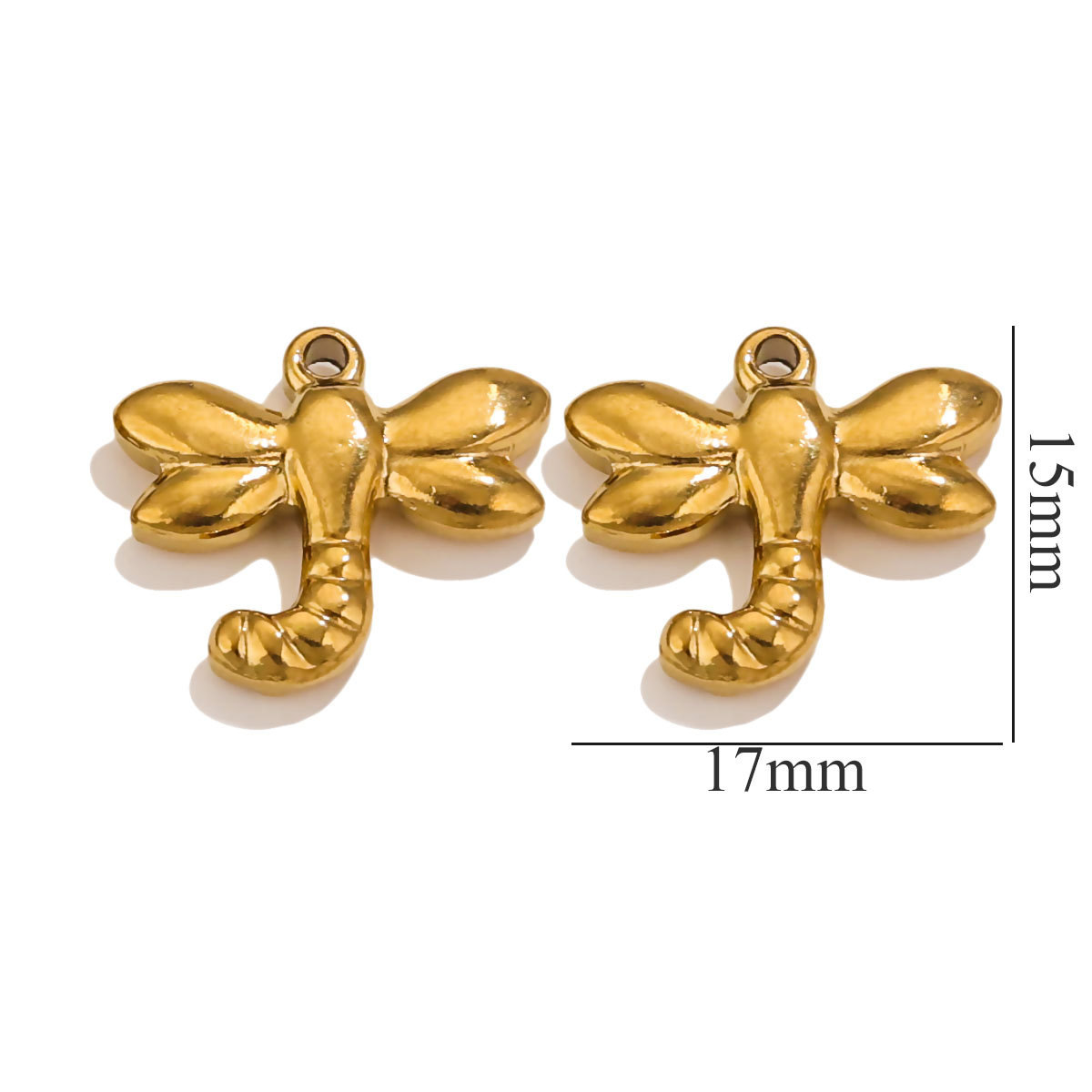 Gold color / 1 Piece Simple Cute Style Cartoon Dragonfly Shape Stainless Steel  Gold Color Women's Pendant Picture36